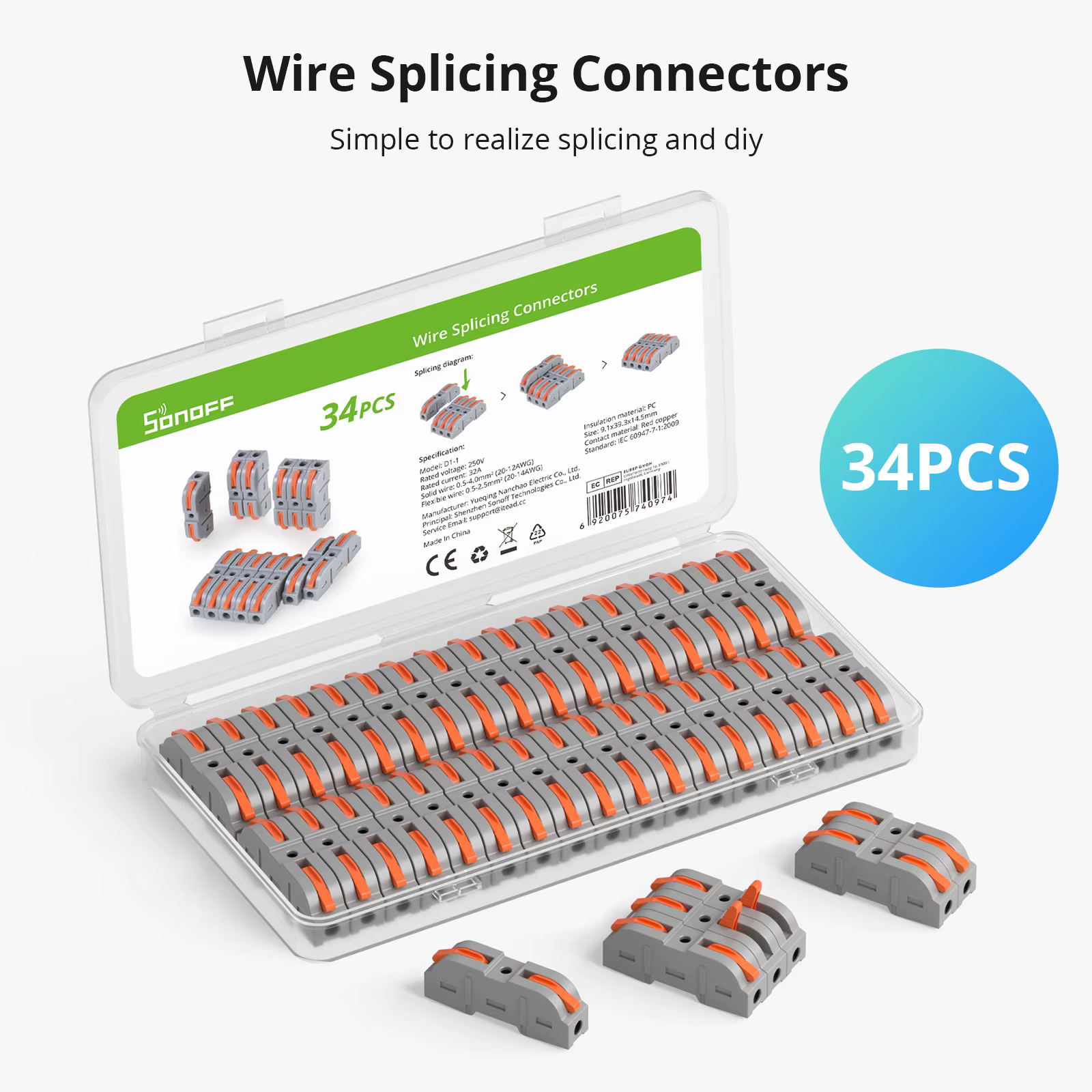 SONOFF DIN RAIL WIRE SPLICING CONNECTORS D1-1